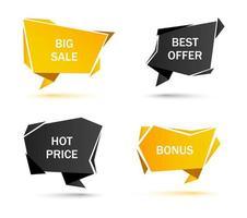 Vector stickers, price tag, banner, label. Coupon sale, offers and promotions vector template. Set of speech bubbles