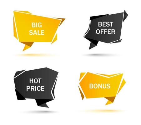 Vector stickers, price tag, banner, label. Coupon sale, offers and promotions vector template. Set of speech bubbles