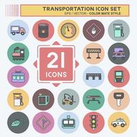 Icon Set Transportation. suitable for education symbol. color mate style. simple design editable. design template vector. simple illustration vector