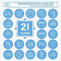 Icon Set Transportation. suitable for education symbol. blue eyes style. simple design editable. design template vector. simple illustration vector