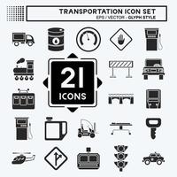 Icon Set Transportation. suitable for education symbol. glyph style. simple design editable. design template vector. simple illustration vector