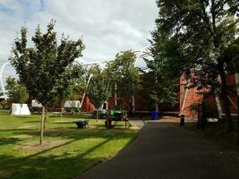 asphalt path or trail with stagecoachs or wagons photo