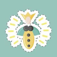 Sticker line cut Queen Bee. suitable for Bee Farm. simple design editable. design template vector. simple illustration vector