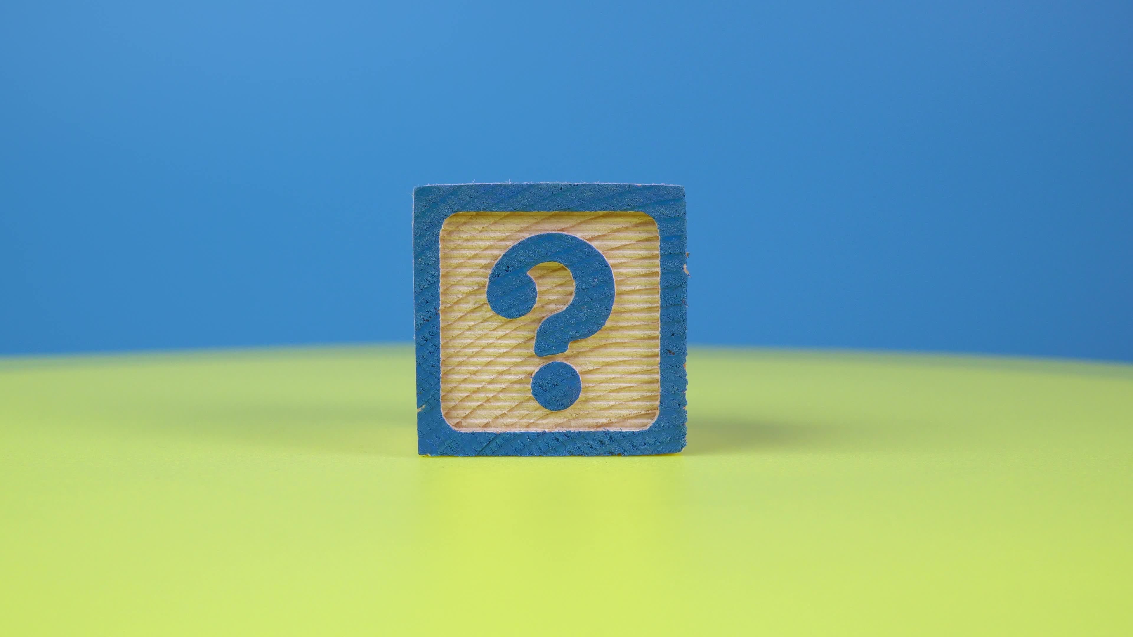Close up shot letter question mark alphabet wooden block 7710627 Stock Video at Vecteezy