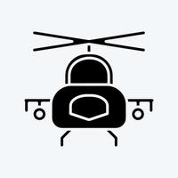 icono de helicóptero militar. adecuado para el símbolo de la educación. estilo de glifo. diseño simple editable. vector de plantilla de diseño. ilustración sencilla