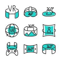 Hand Drawn 360 Icon Set vector