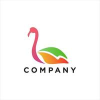 Modern colorful flamingo logo illustration design vector