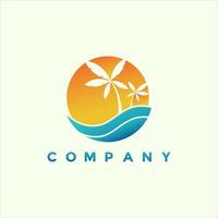 Modern tropical beach logo design illustration vector