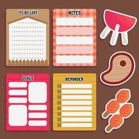 Grill and Barbecue Journal Sticker Set vector