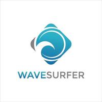 vector de logotipo de surfista de olas
