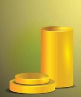 Abstract scene background. Cylindrical podium on a light yellow background.  Product presentation, imitation, showing cosmetic products, Podium, stage mat or platform. Vector illustration