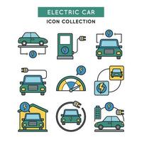 conjunto de iconos de coche eléctrico vector