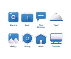 set of icons for web flat design vector