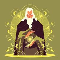 Old Wizard with His Great Magic Power vector