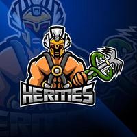 diseño del logotipo de la mascota hermes esport vector