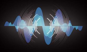 Sound waves oscillating dark light vector