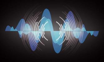 Sound waves oscillating dark light vector