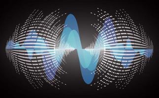 Sound waves oscillating dark light vector