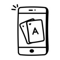 Trendy doodle icon of online poker vector