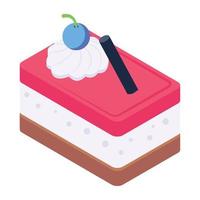 Bakery food, isometric icon of pastry vector