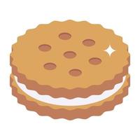 icono isométrico moderno de galletas de crema vector