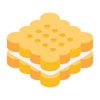 icono isométrico moderno de galletas de crema vector