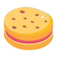 Modern isometric icon of cream cookies vector