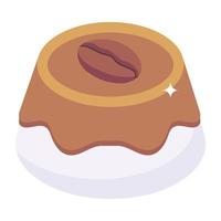 icono isométrico de moda de pastel de café vector