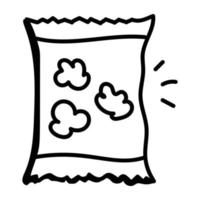 A modern doodle icon of a popcorn vector