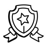 un icono de vector de garabato de insignia de escudo