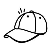 un icono redondo de garabato de gorra deportiva vector