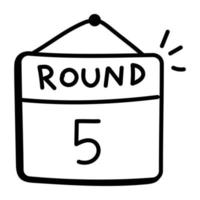 A sports round 5, doodle line icon vector