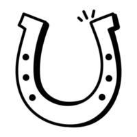 Hand drawn line icon of horseshoe vector