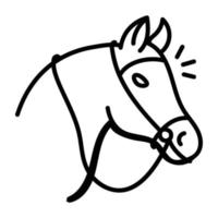 un icono del diseño del doodle del caballo de polo vector