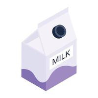 descargar icono isométrico del paquete de leche vector