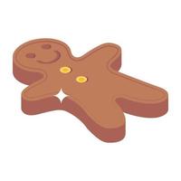 A captivating isometric icon of gingerbread vector