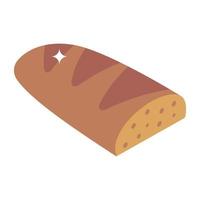 pan francés, un ícono isométrico de baguette vector