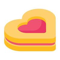 An icon of heart cookie isometric design vector