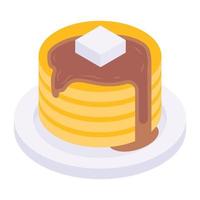 An icon of pancakes isometric vector