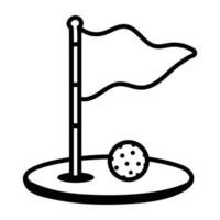un icono de vector de garabato de bandera de golf
