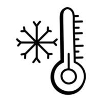 un icono de línea de garabato de temperatura vector