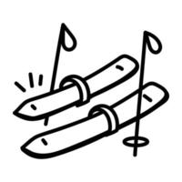 un ícono del diseño de garabatos de tablas de surf vector