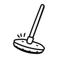 A curling wand game, hand drawn icon vector