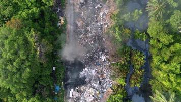 Aerial view open burn at rural countryside. video