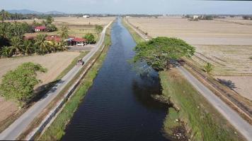 Beautiful scenery at river of agricultural farm at Malaysia paddy field video