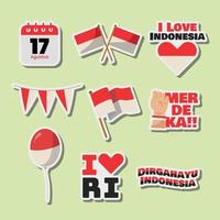 etiqueta engomada del día de la independencia de indonesia vector