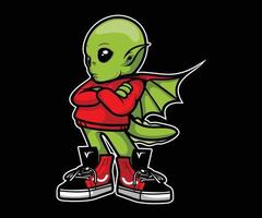 cool alien with red hoodie vector