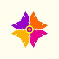Abstract Flower Logo Concept. Purple, Orange and Yellow. Colorful, Flat, Modern, Simple, Unique and Clean Logotype. Suitable For Logo, Icon, Symbol and Sign. Such as Florist, Fashion or Beauty Logo vector