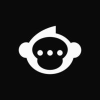 Monkey and Bubble Chat Logo Concept. Cute, Monogram, Flat, Simple, Modern and Negative Space Logotype. Suitable for Logo, Icon, Symbol and Sign. Such as Communication, Social Media and Animal Logo vector