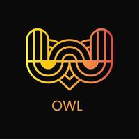 Owl and Letter W Logo Concept. Unique, Bird, Modern, Gradient and Line Logotype. Suitable for Logo, Icon, Symbol, and Sign. Such as Education, Media, Initial and animal Logo